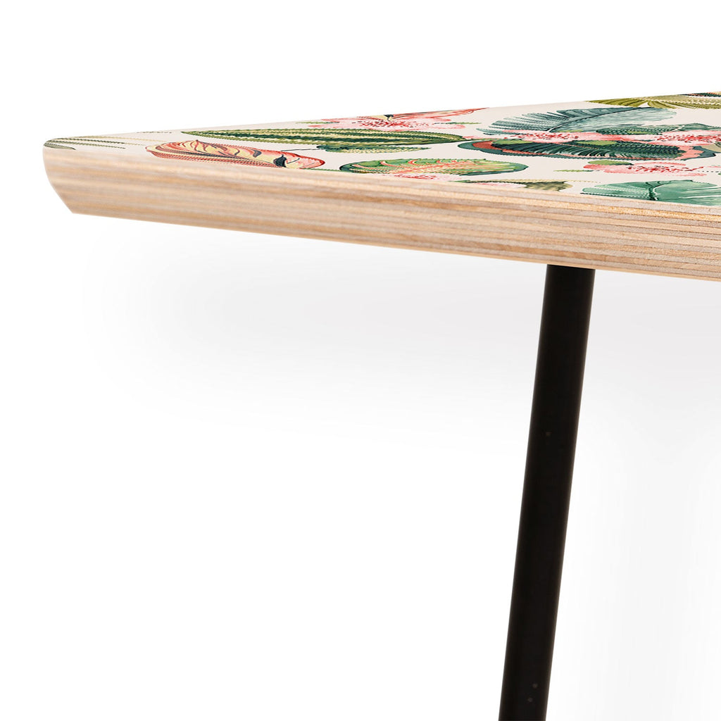 Ninola Design Botanic Retreat Tropical Leaves Flowers Pink Green Coffee Table