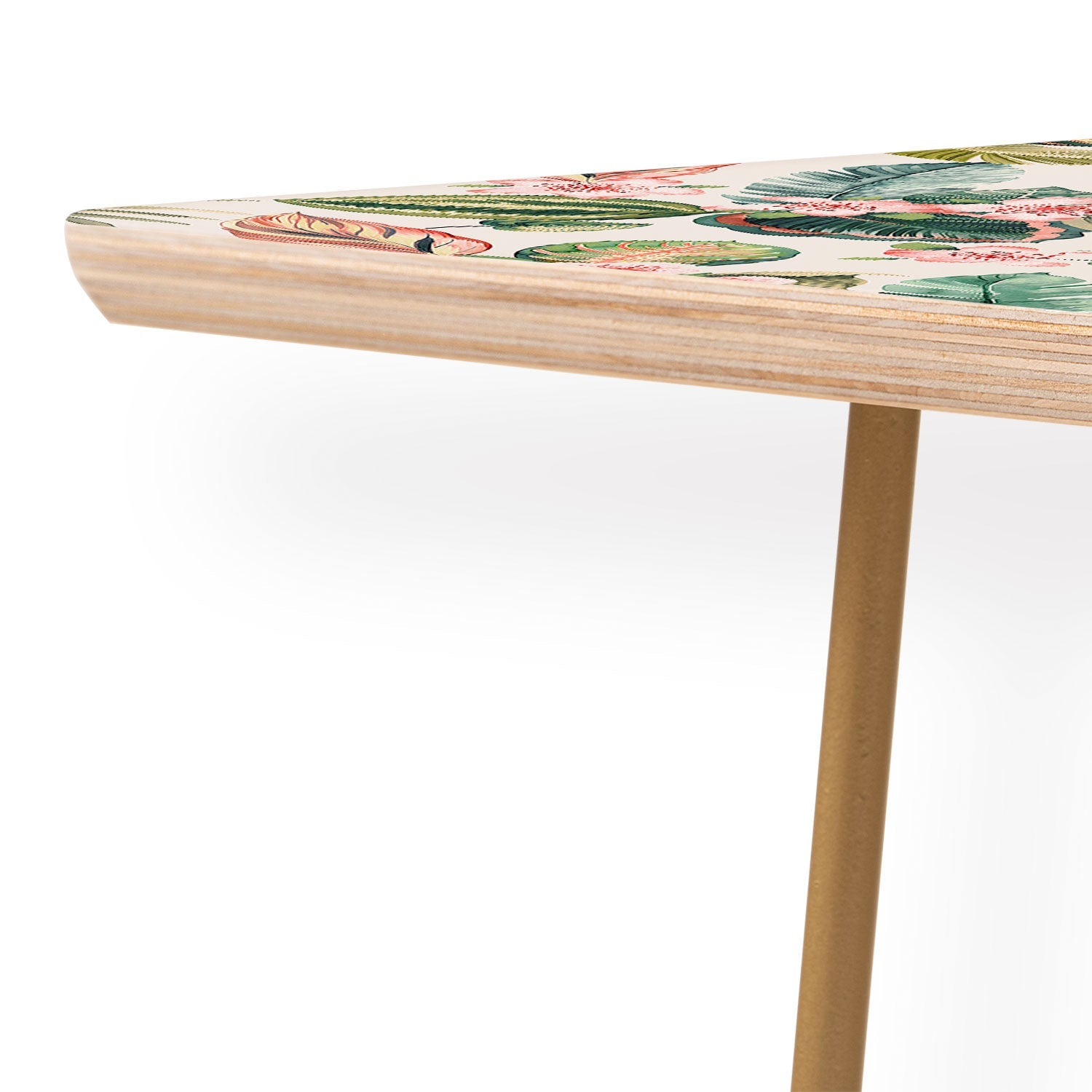 Ninola Design Botanic Retreat Tropical Leaves Flowers Pink Green Coffee Table