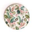 Ninola Design Botanic Retreat Tropical Leaves Flowers Pink Green Cutting Board Round