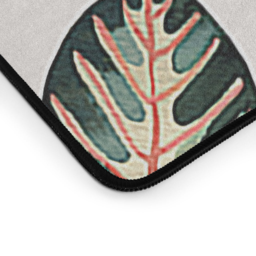 Ninola Design Botanic Retreat Tropical Leaves Flowers Pink Green Desk Mat