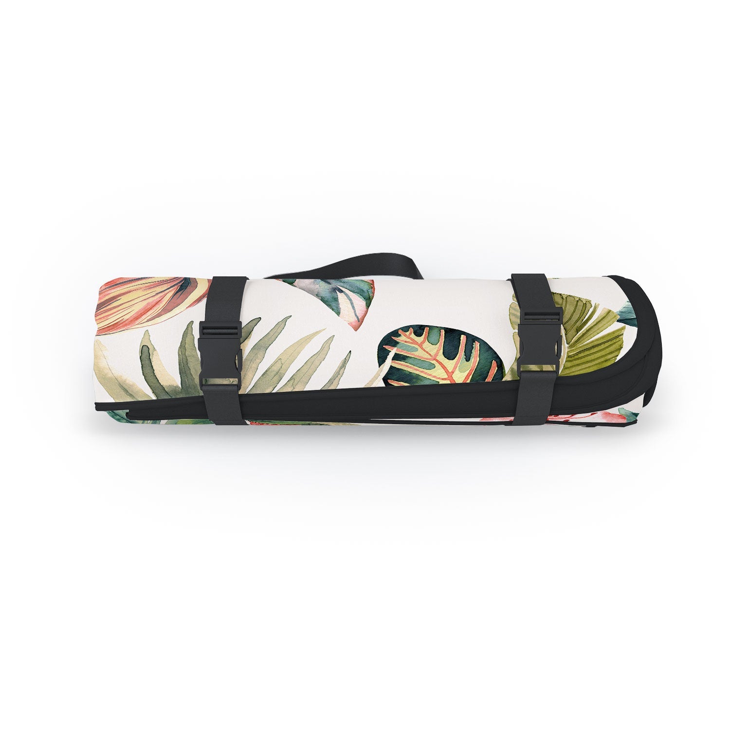 Ninola Design Botanic Retreat Tropical Leaves Flowers Pink Green Picnic Blanket