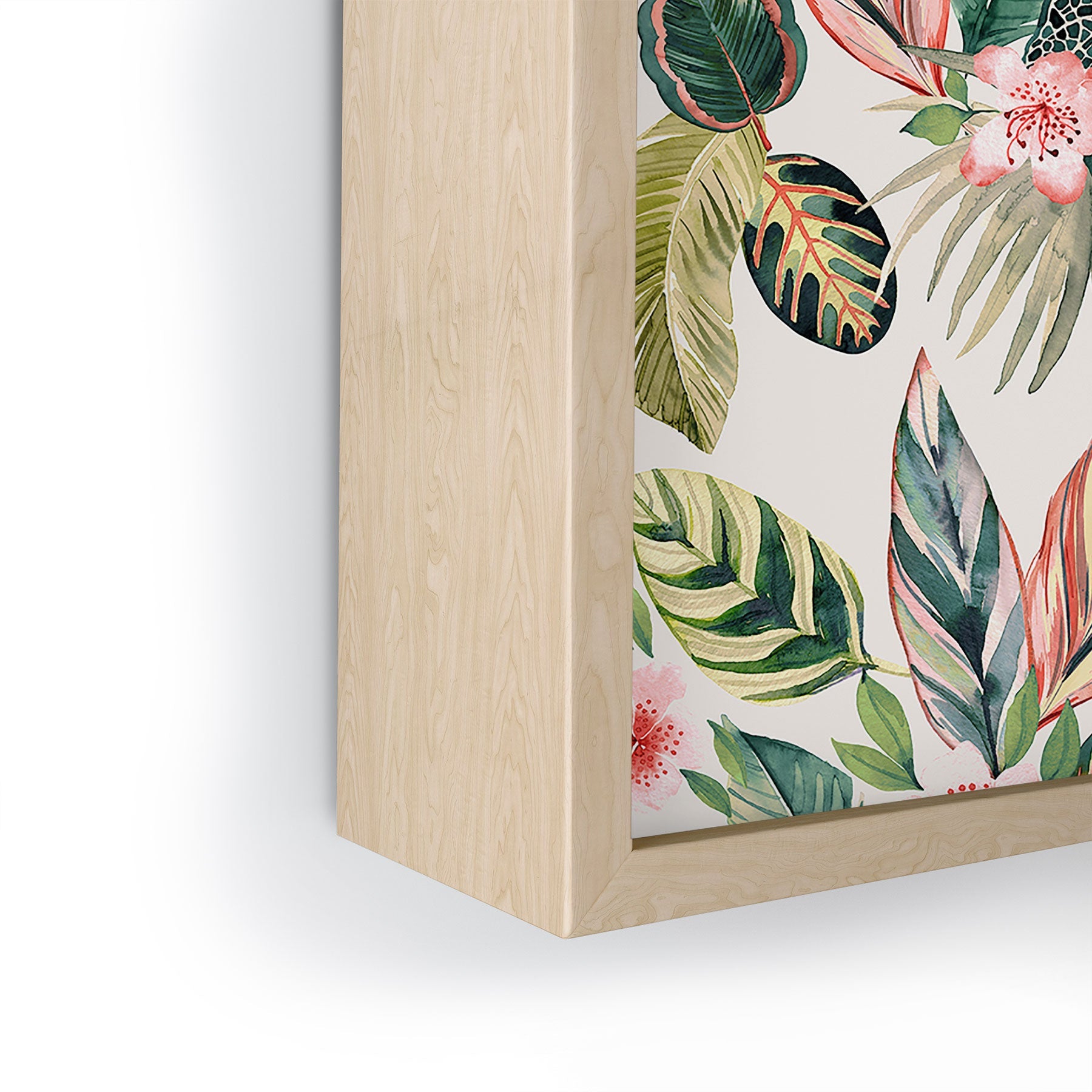 Ninola Design Botanic Retreat Tropical Leaves Flowers Pink Green Framed Mini Art Print