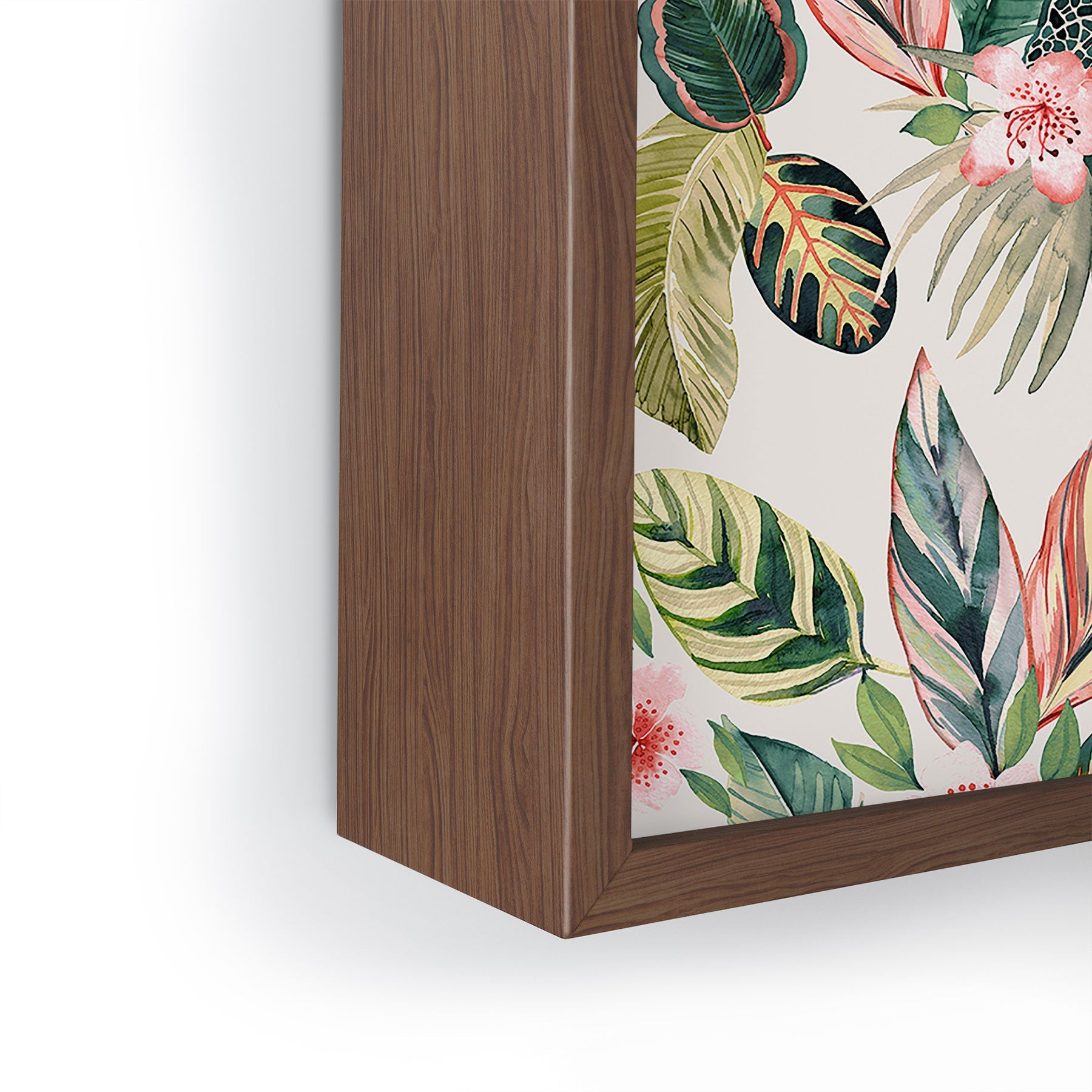 Ninola Design Botanic Retreat Tropical Leaves Flowers Pink Green Framed Mini Art Print
