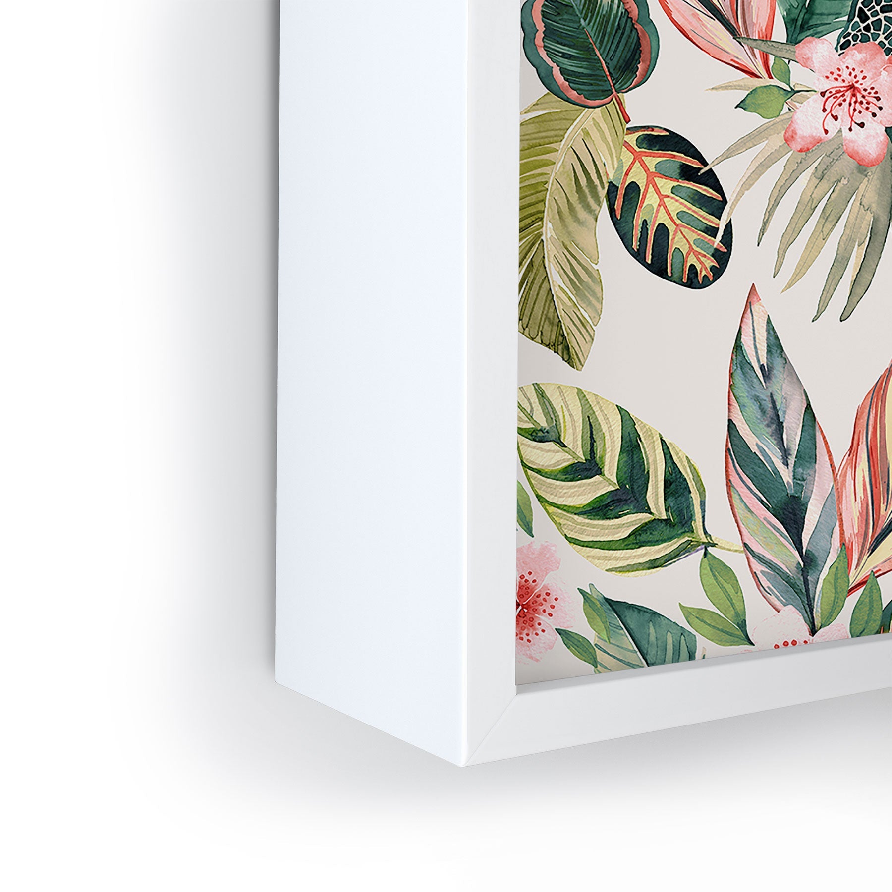Ninola Design Botanic Retreat Tropical Leaves Flowers Pink Green Framed Mini Art Print