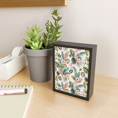Ninola Design Botanic Retreat Tropical Leaves Flowers Pink Green Framed Mini Art Print