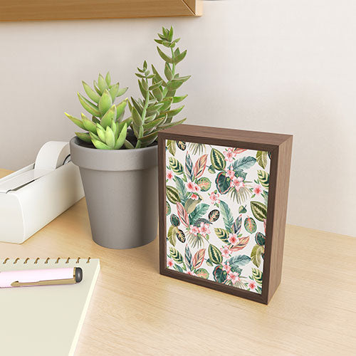 Ninola Design Botanic Retreat Tropical Leaves Flowers Pink Green Framed Mini Art Print