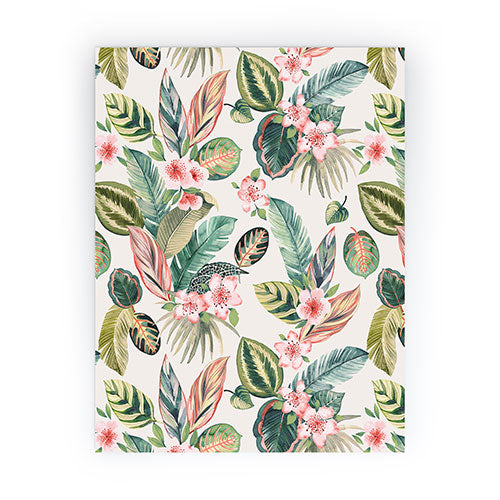 Ninola Design Botanic Retreat Tropical Leaves Flowers Pink Green Mini Art Print