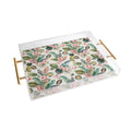 Ninola Design Botanic Retreat Tropical Leaves Flowers Pink Green Acrylic Tray