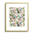 Ninola Design Botanic Retreat Tropical Leaves Flowers Pink Green Metal Framed Art Print