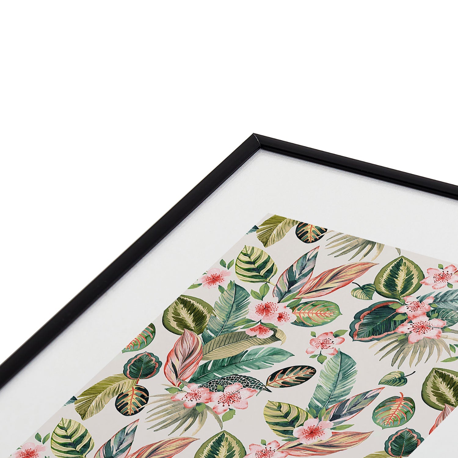 Ninola Design Botanic Retreat Tropical Leaves Flowers Pink Green Metal Framed Art Print