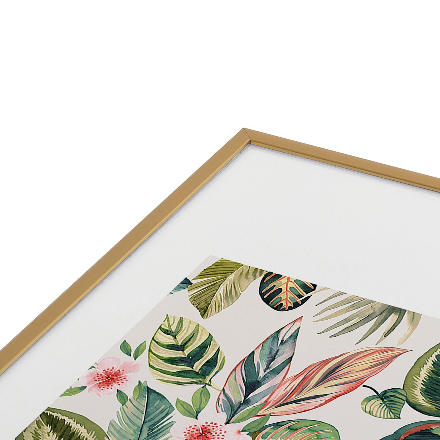 Ninola Design Botanic Retreat Tropical Leaves Flowers Pink Green Metal Framed Art Print