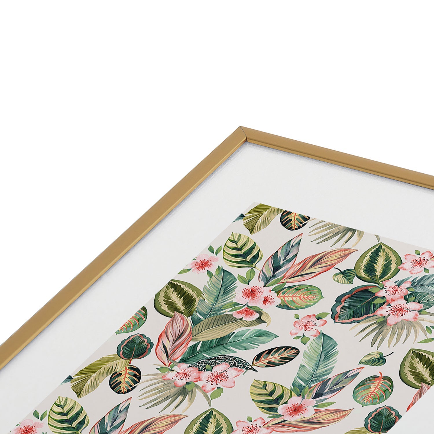 Ninola Design Botanic Retreat Tropical Leaves Flowers Pink Green Metal Framed Art Print