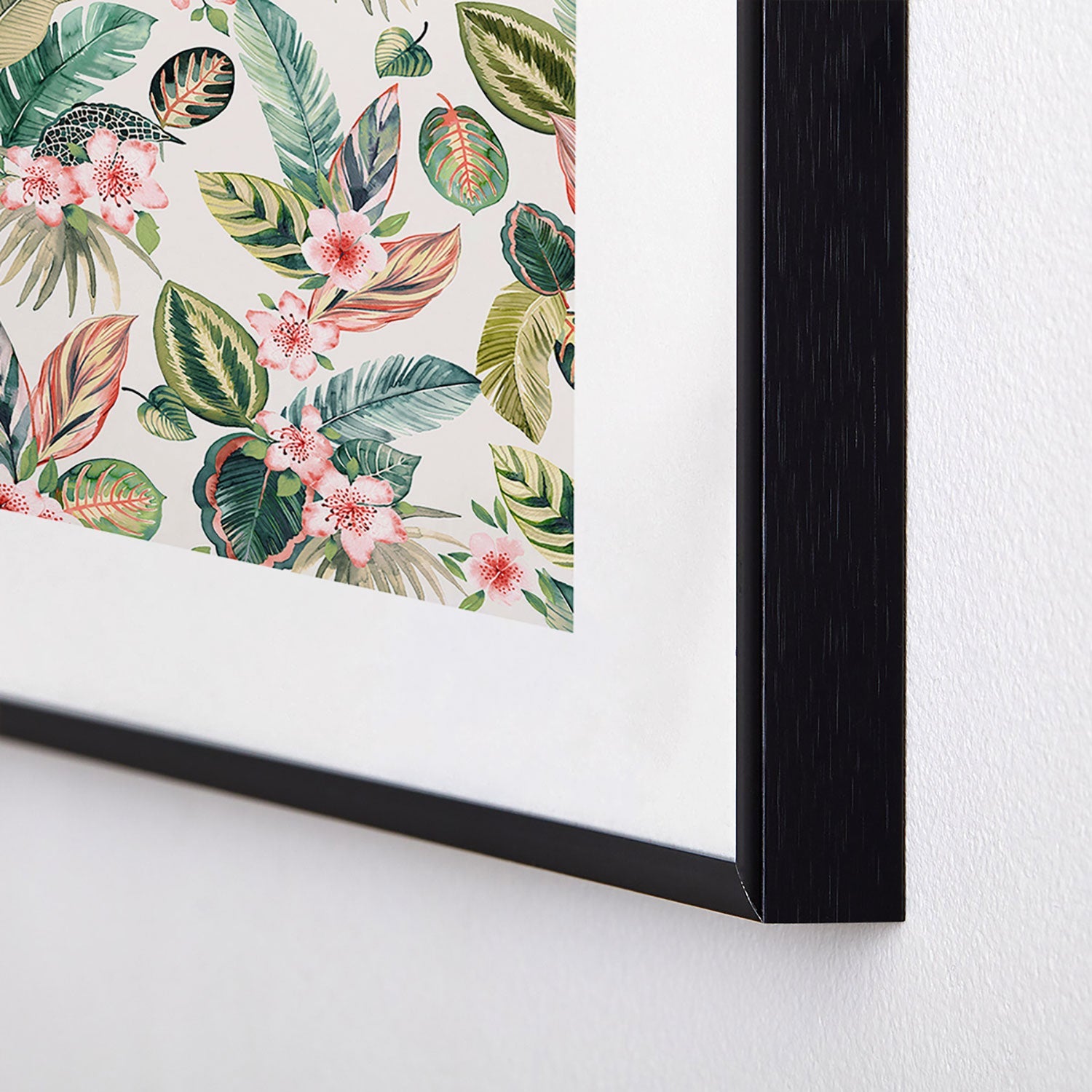 Ninola Design Botanic Retreat Tropical Leaves Flowers Pink Green Metal Framed Art Print