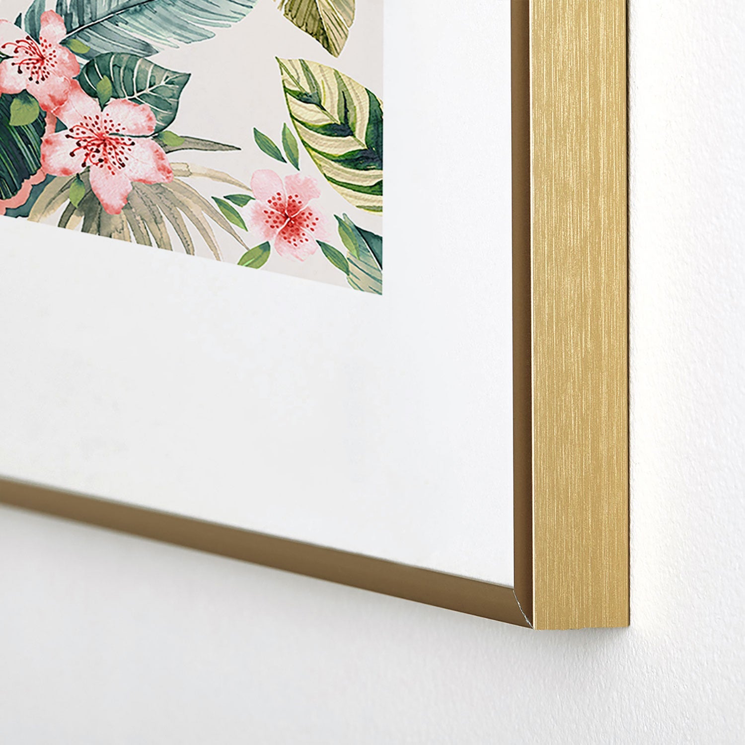 Ninola Design Botanic Retreat Tropical Leaves Flowers Pink Green Metal Framed Art Print