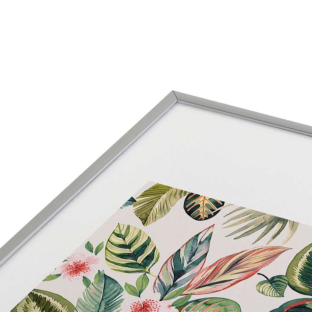 Ninola Design Botanic Retreat Tropical Leaves Flowers Pink Green Metal Framed Art Print