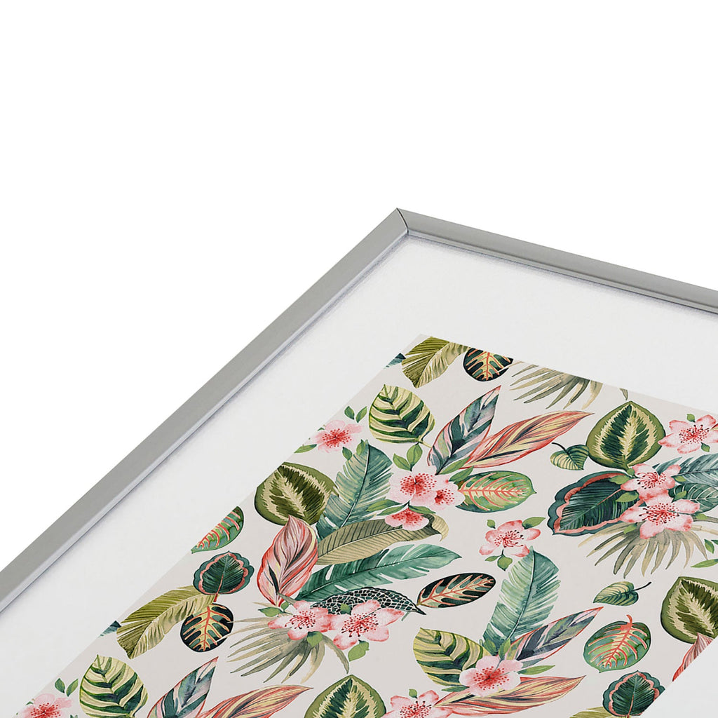 Ninola Design Botanic Retreat Tropical Leaves Flowers Pink Green Metal Framed Art Print