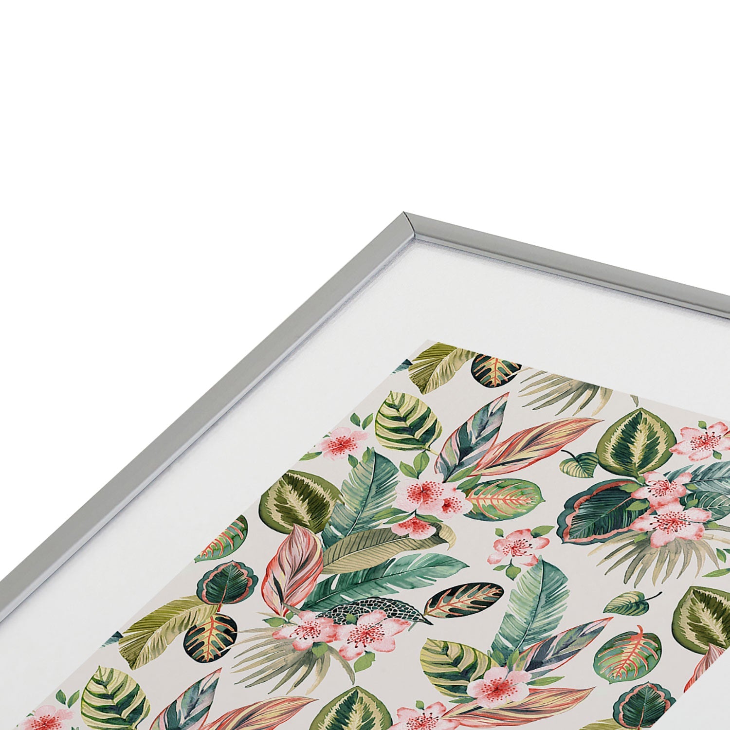 Ninola Design Botanic Retreat Tropical Leaves Flowers Pink Green Metal Framed Art Print