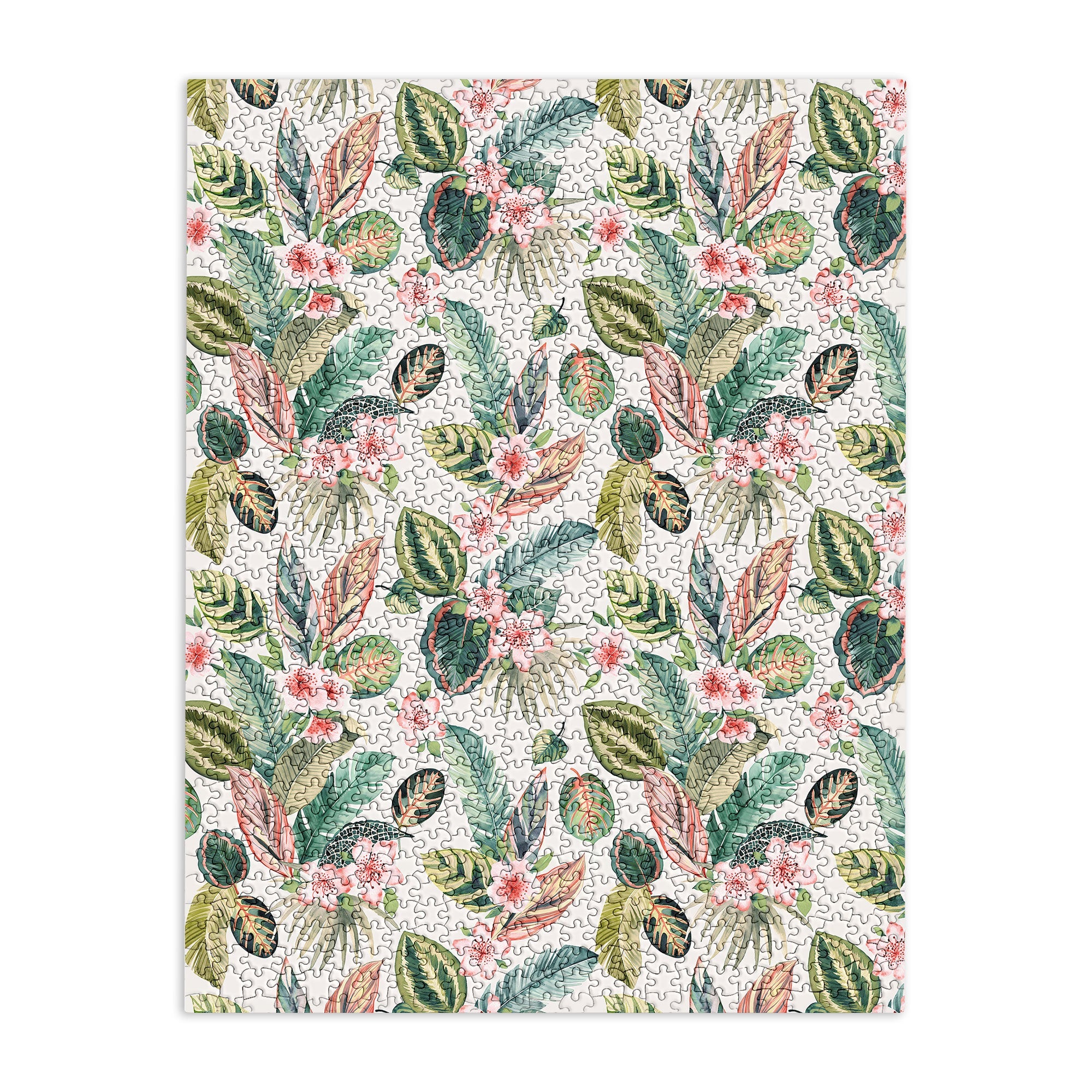 Ninola Design Botanic Retreat Tropical Leaves Flowers Pink Green Puzzle