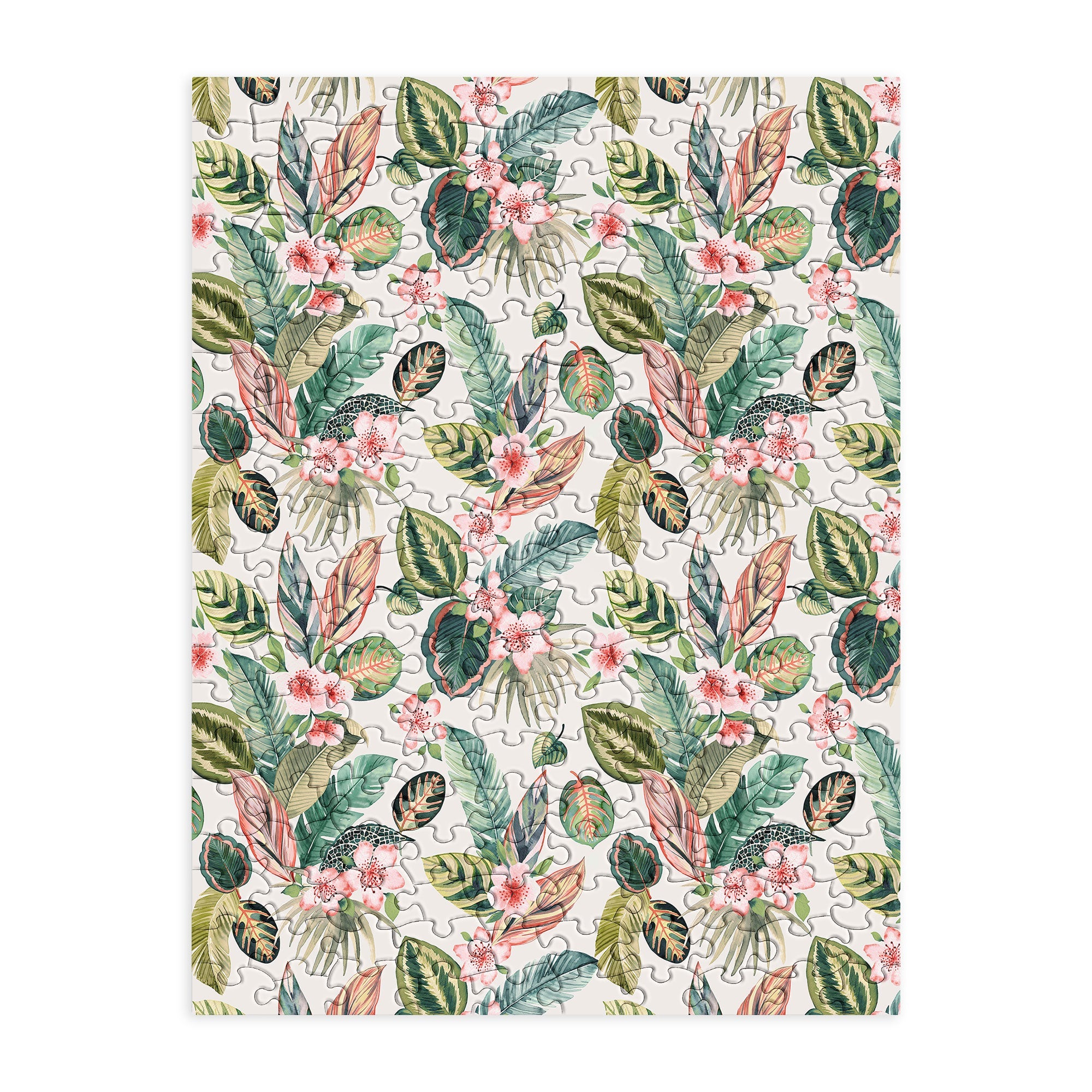 Ninola Design Botanic Retreat Tropical Leaves Flowers Pink Green Puzzle