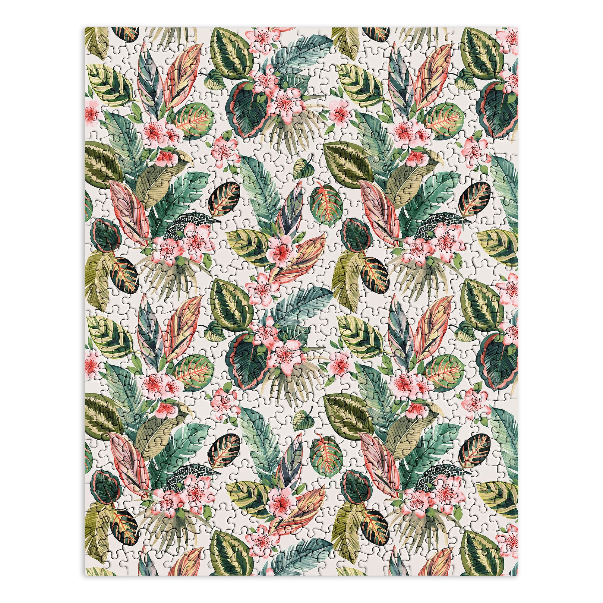 Ninola Design Botanic Retreat Tropical Leaves Flowers Pink Green Puzzle