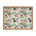 Ninola Design Botanic Retreat Tropical Leaves Flowers Pink Green Rectangular Tray