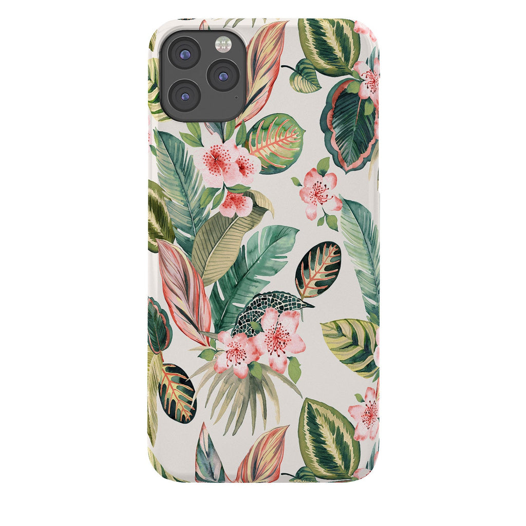 Ninola Design Botanic Retreat Tropical Leaves Flowers Pink Green Phone Case