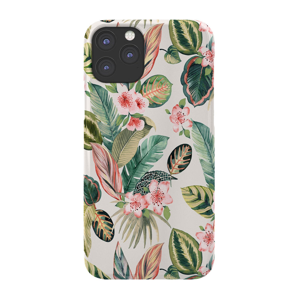 Ninola Design Botanic Retreat Tropical Leaves Flowers Pink Green Phone Case