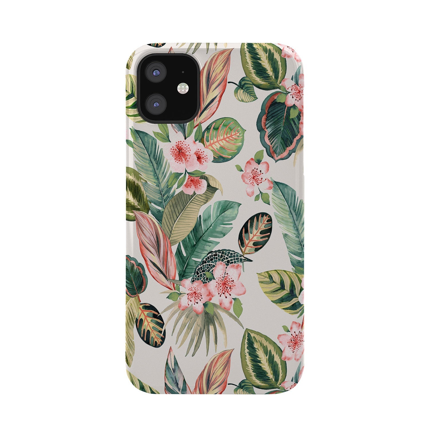 Ninola Design Botanic Retreat Tropical Leaves Flowers Pink Green Phone Case