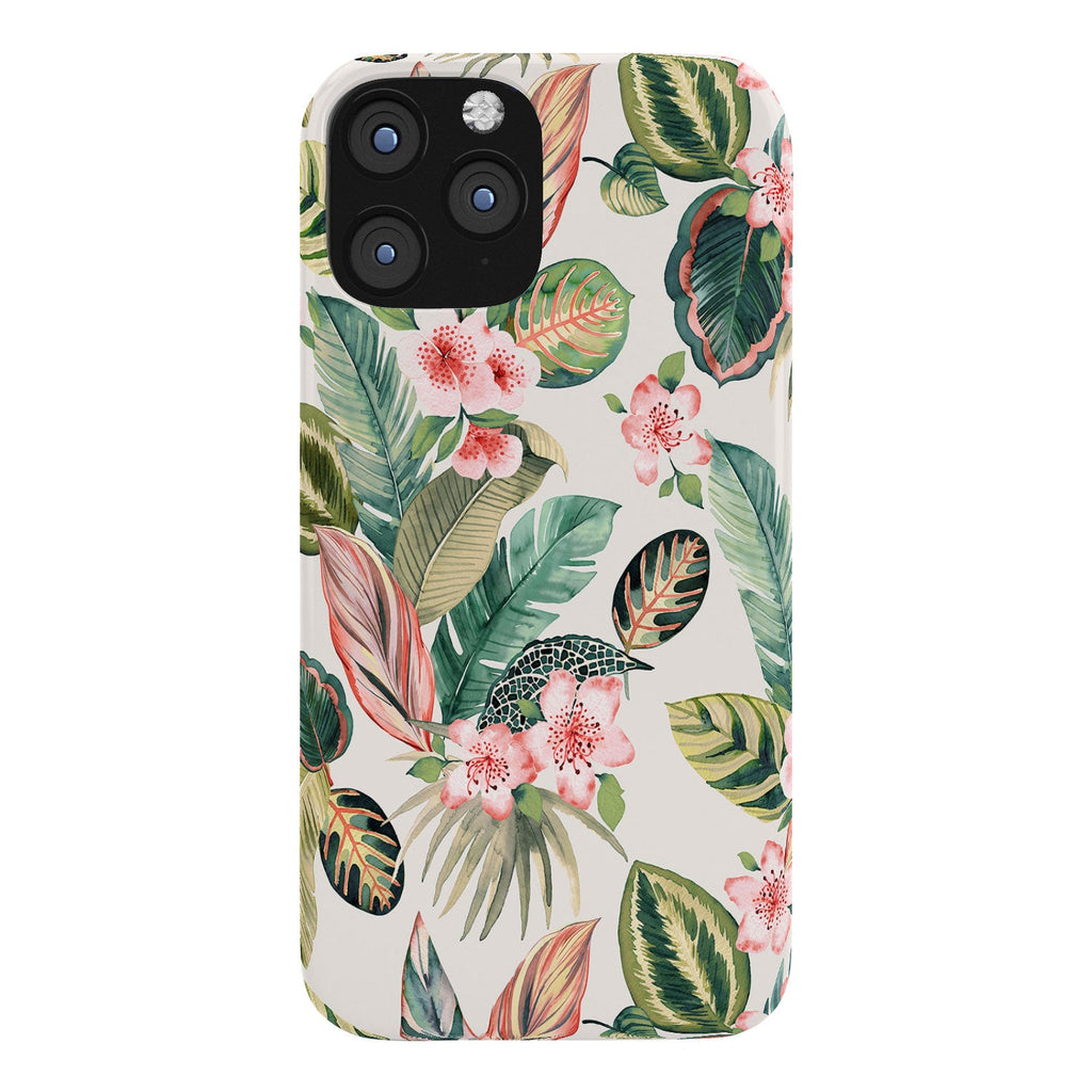 Ninola Design Botanic Retreat Tropical Leaves Flowers Pink Green Phone Case
