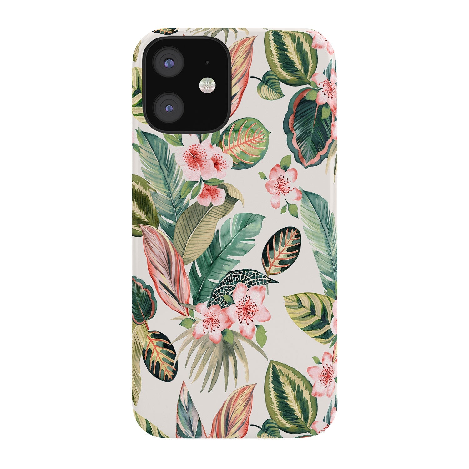Ninola Design Botanic Retreat Tropical Leaves Flowers Pink Green Phone Case