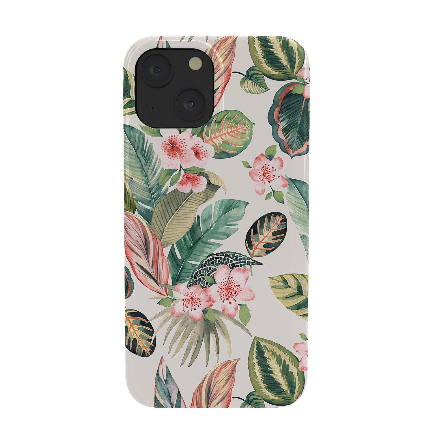 Ninola Design Botanic Retreat Tropical Leaves Flowers Pink Green Phone Case