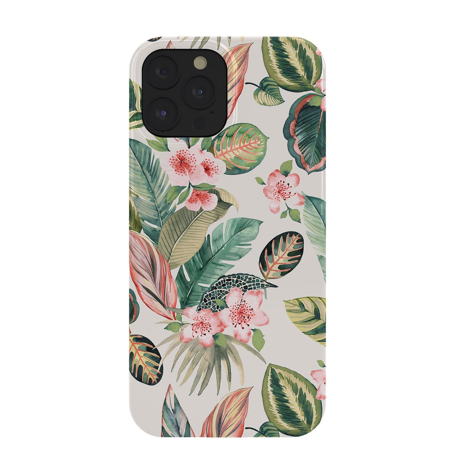 Ninola Design Botanic Retreat Tropical Leaves Flowers Pink Green Phone Case