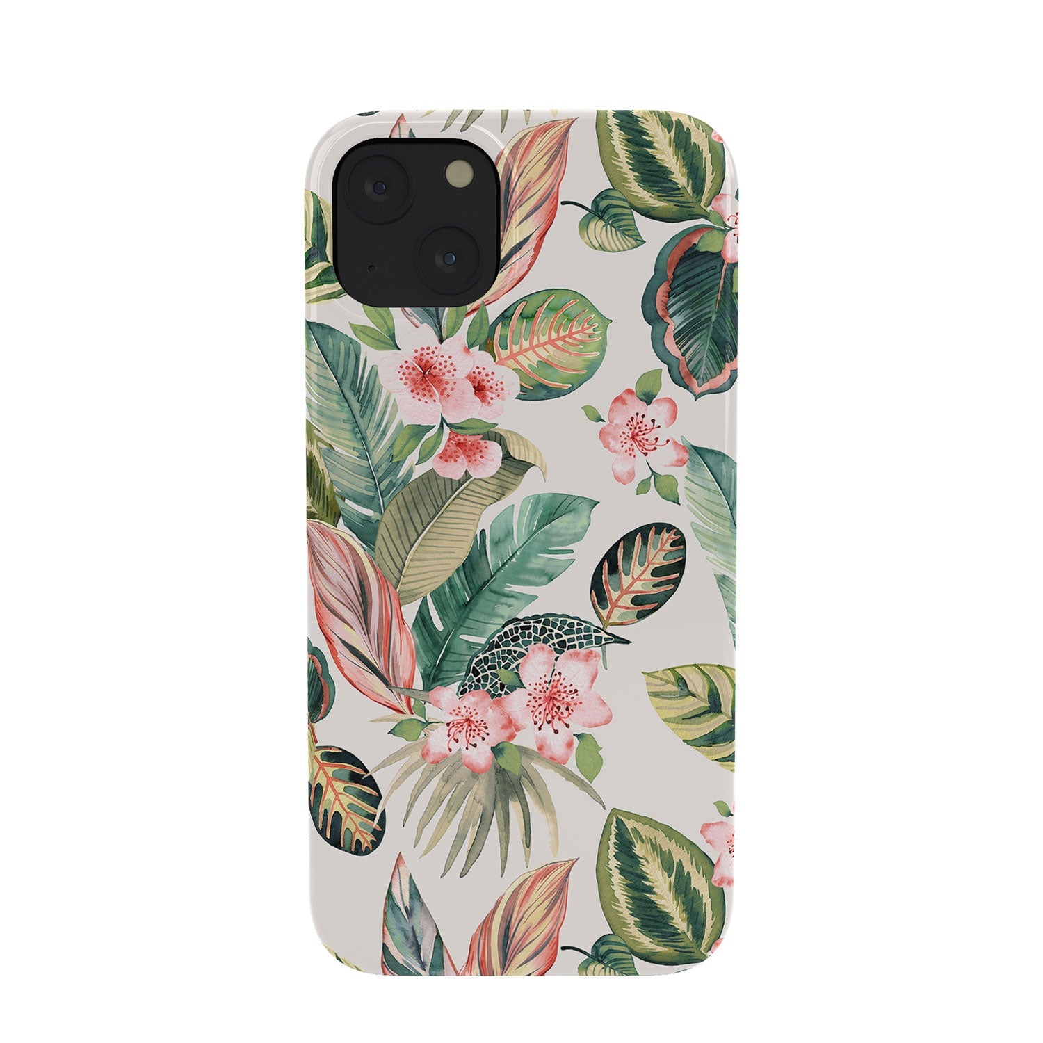 Ninola Design Botanic Retreat Tropical Leaves Flowers Pink Green Phone Case