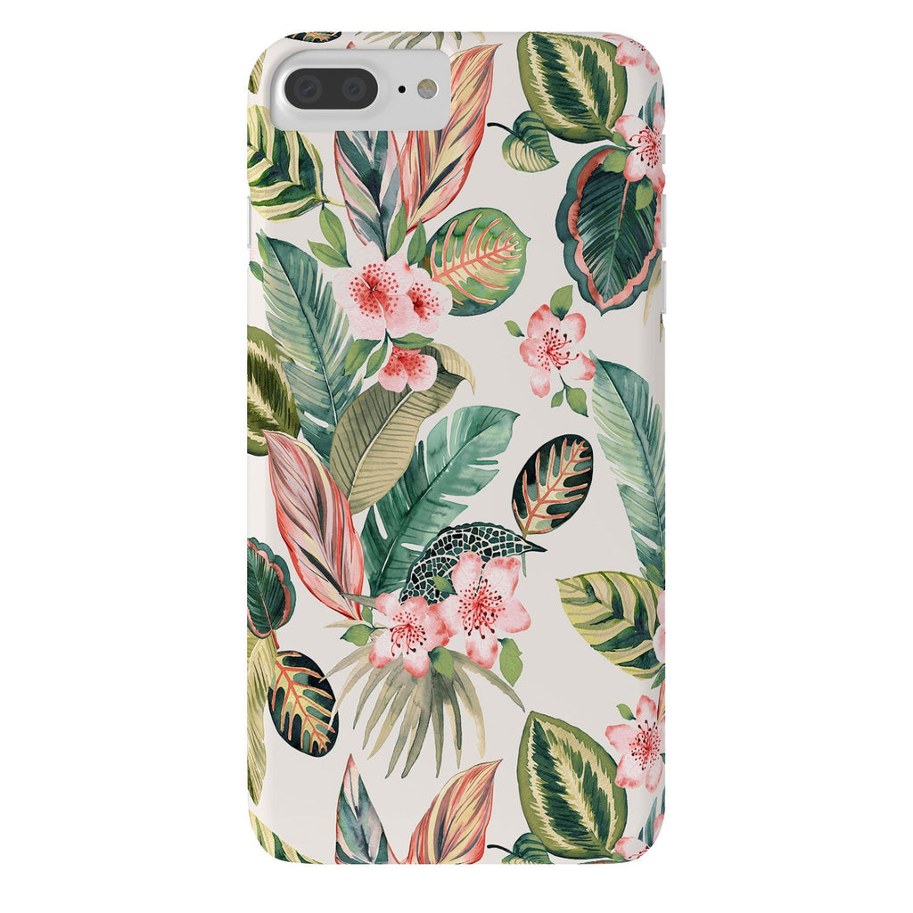 Ninola Design Botanic Retreat Tropical Leaves Flowers Pink Green Phone Case