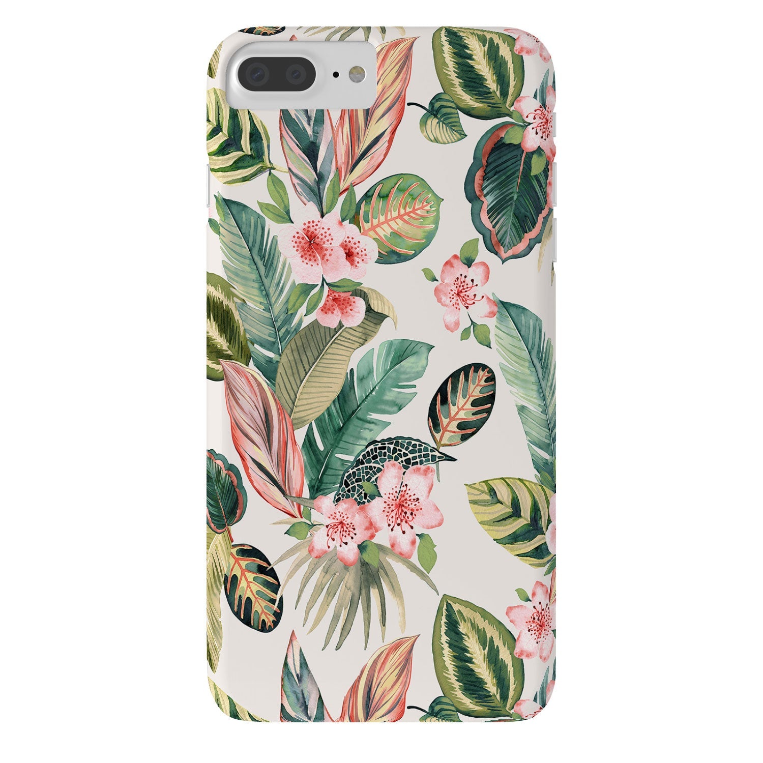 Ninola Design Botanic Retreat Tropical Leaves Flowers Pink Green Phone Case
