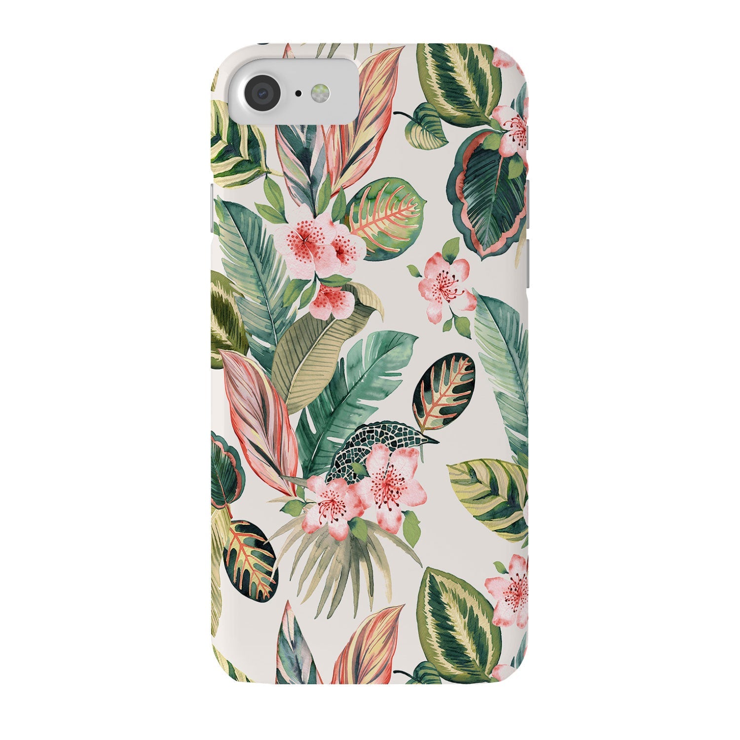 Ninola Design Botanic Retreat Tropical Leaves Flowers Pink Green Phone Case
