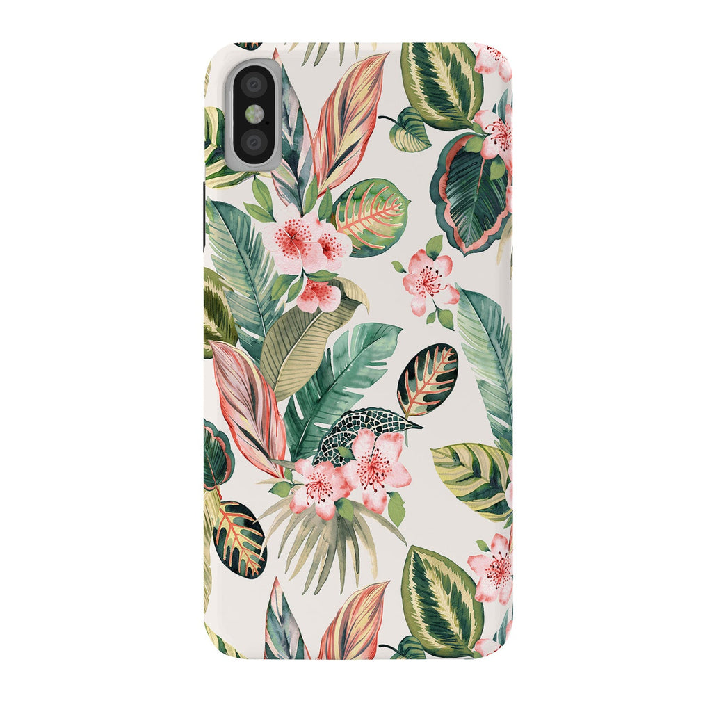 Ninola Design Botanic Retreat Tropical Leaves Flowers Pink Green Phone Case