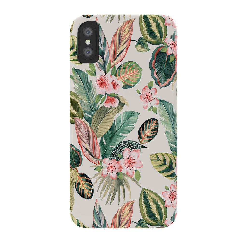 Ninola Design Botanic Retreat Tropical Leaves Flowers Pink Green Phone Case