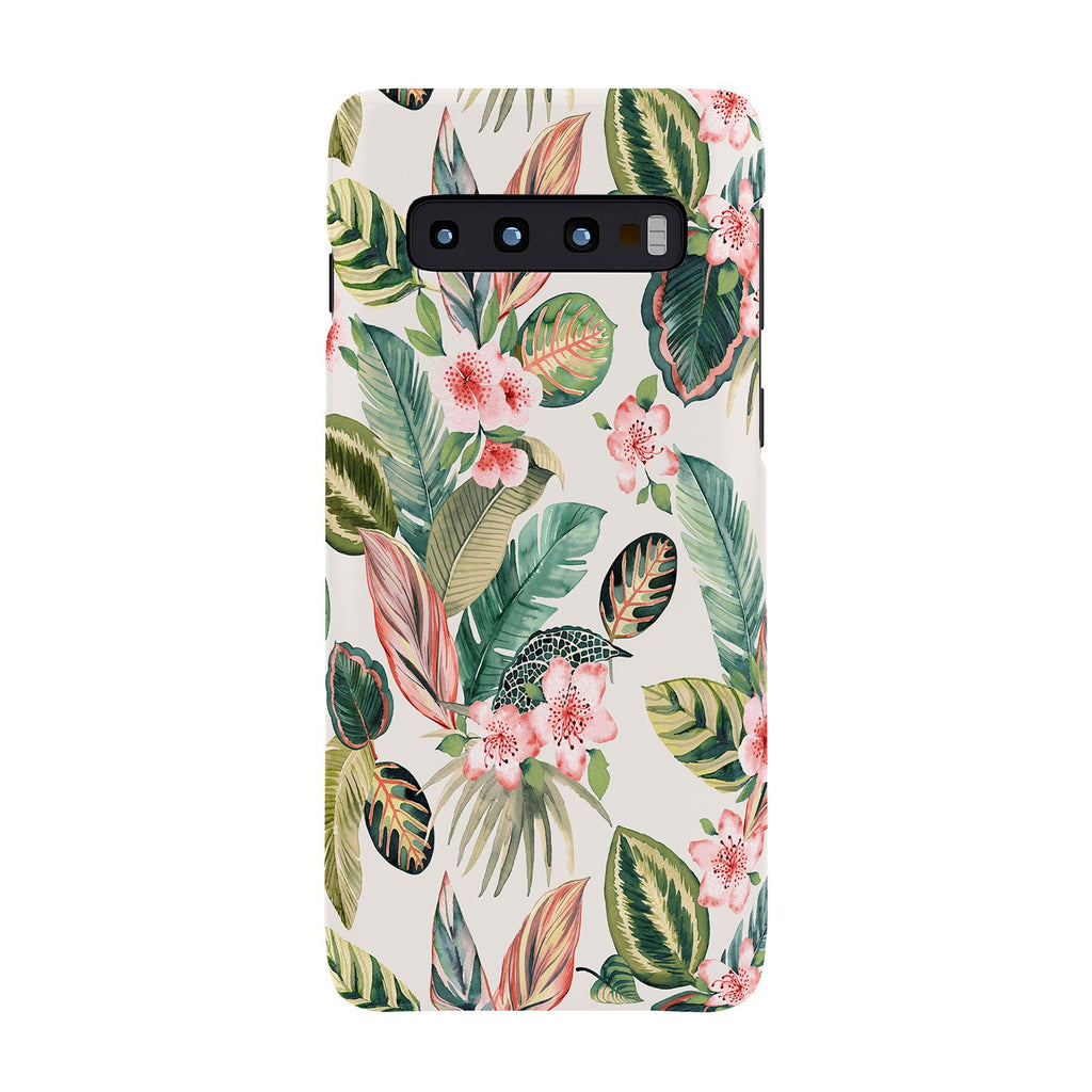 Ninola Design Botanic Retreat Tropical Leaves Flowers Pink Green Phone Case