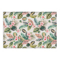 Ninola Design Botanic Retreat Tropical Leaves Flowers Pink Green Outdoor Rug