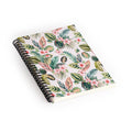 Ninola Design Botanic Retreat Tropical Leaves Flowers Pink Green Spiral Notebook