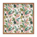 Ninola Design Botanic Retreat Tropical Leaves Flowers Pink Green Square Tray
