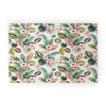 Ninola Design Botanic Retreat Tropical Leaves Flowers Pink Green Welcome Mat
