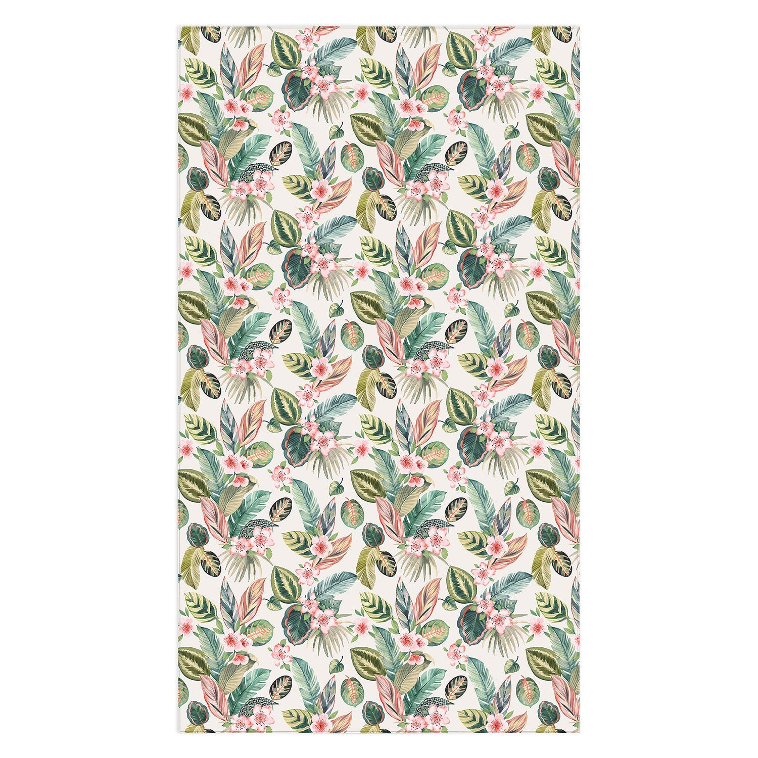 Ninola Design Botanic Retreat Tropical Leaves Flowers Pink Green Tablecloth