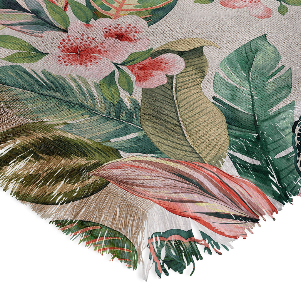 Ninola Design Botanic Retreat Tropical Leaves Flowers Pink Green Throw Blanket