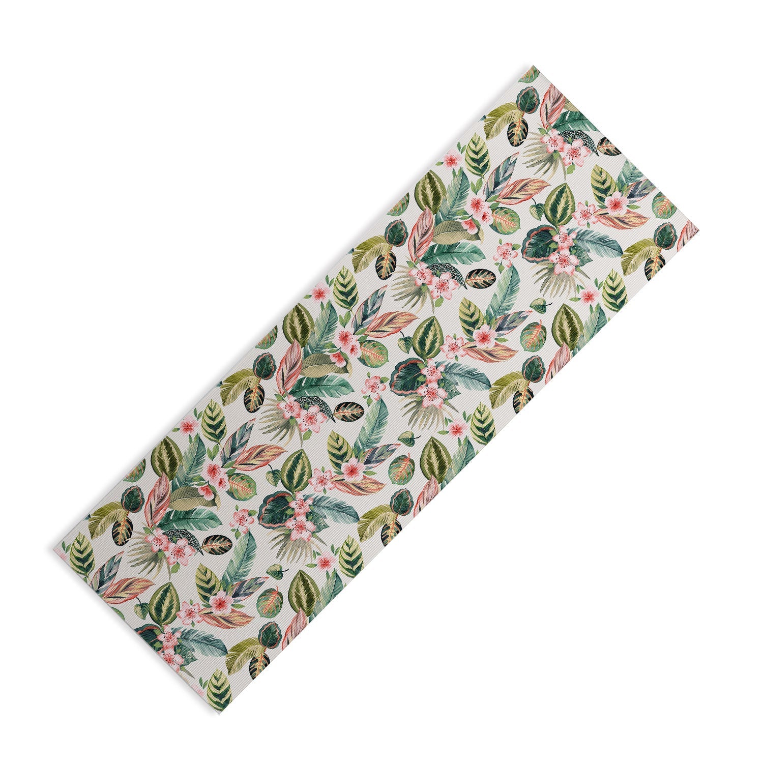 Ninola Design Botanic Retreat Tropical Leaves Flowers Pink Green Yoga Mat