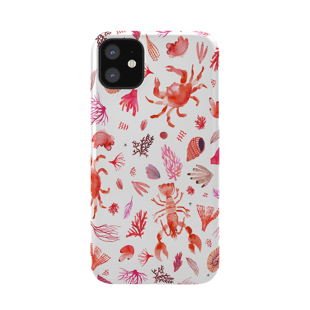 Ninola Design Crabs Lobsters Coastal Coral Reef Red Phone Case