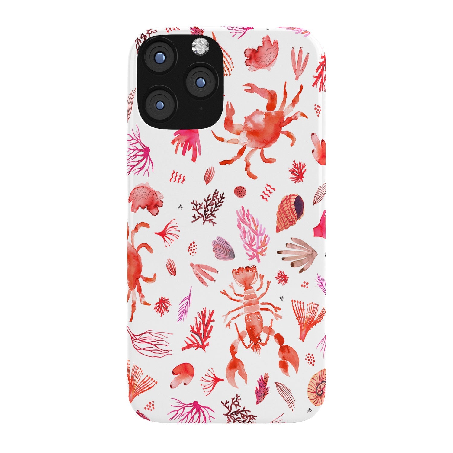 Ninola Design Crabs Lobsters Coastal Coral Reef Red Phone Case