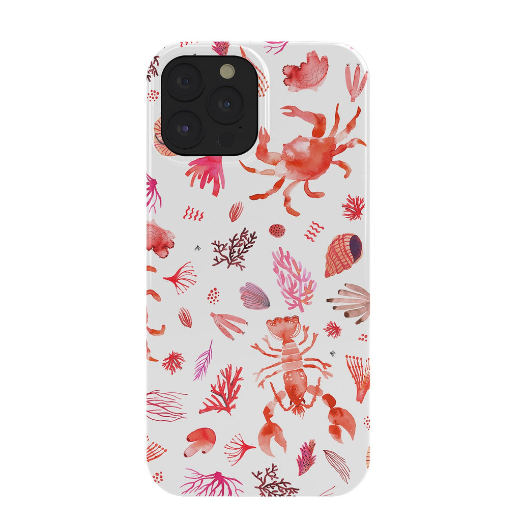 Ninola Design Crabs Lobsters Coastal Coral Reef Red Phone Case