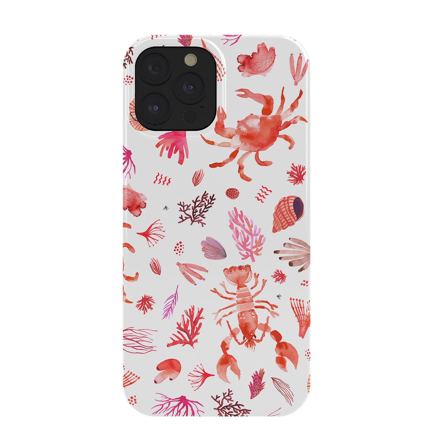 Ninola Design Crabs Lobsters Coastal Coral Reef Red Phone Case